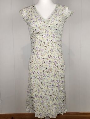 Y2K City Triangles Dress Juniors 7 Mint Green Lavender Dainty Floral Romantic